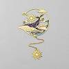 Chinese Style Brass Whale Sun Charms Bookmarks with Chain AJEW-Z042-01G-1