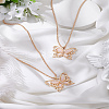 2Pcs Alloy & Cat Eye Butterfly Pendant Necklaces for Women NJEW-LP0001-06-1