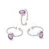 Natural Amethyst Open Cuff Ring RJEW-M166-04P-C-1