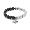 Natural Lava Rock and Synthetic Howlite Round Beads Stretch Bracelet for Men Women BJEW-JB06929-2