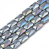 Electroplate Opaque Solid Color Glass Beads Strands EGLA-N002-25-A09-1