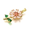 Rack Plating Brass Micro Pave Cubic Zirconia Pendants KK-M309-30G-01-2