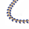 Enamel Ear of Wheat Link Chain Necklace NJEW-P220-02G-02-2