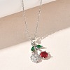 Brass & Cubic Zirconia Pendant Necklaces SA-CBA7E55-03P-02-3
