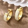 Ring Brass Micro Pave Clear Cubic Zirconia Hoop Earrings EJEW-D348-12G-4