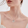 1pc Brass Chain with Alloy Letter Pendants Necklaces NJEW-LP0001-41U-P-4