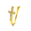 Clear Cubic Zirconia Cross Clip on Nose Rings AJEW-F059-11G-1