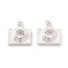 Brass Micro Pave Clear Cubic Zirconia Pendants ZIRC-P098-12P-1