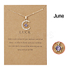 Moon & Star Alloy Rhinestone Birth Stone Pendant Necklaces WG0039E-06-1