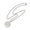201 Stainless Steel Flat Round with Boy Pendant Box Chain Necklaces for Women Men NJEW-R013-05P-4