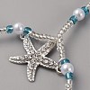 Bohemian Alloy Starfish Charm Glass Seed Beads and Plastic Imitation Pearl Beaded Toe Ring Stretch Anklets for Women AJEW-WH0270-834A-2