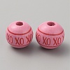 Printed Wood European Beads WOOD-CJC0011-05-2