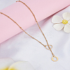 1Pc Letter & Heart Stainless Steel Lariat Necklaces for Women NJEW-LP0002-87G-O-3