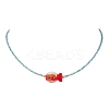 2Pcs 2 Colors Handmade Foil Lampwork Fish & Natural Apatite & Rhodonite Faceted Round Beaded Necklaces for Women NJEW-JN05536-4