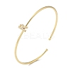 Rack Plating Brass Micro Pave Clear Cubic Zirconia Letter Open Cuff Bangles BJEW-A018-01G-R-1