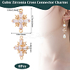 8Pcs Brass Pave Clear Cubic Zirconia Connector Charms KK-BBC0014-64-2