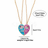 2Pcs Cute Alloy Enamel BFF Cat Heart Pendant Necklaces for Women FS-WG9A306-01-4