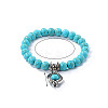 Synthetic Turquoise Beaded Bracelets BOHO-PW0001-045H-1