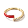 Rack Plating Brass Cubic Zirconia Open Cuff Rings for Women RJEW-S407-04H-2