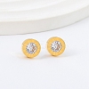 Flat Round 304 Stainless Steel & Crystal Rhinestone Stud Earrings for Women LS-EJEW-G459-02G-1