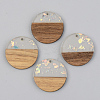 Transparent Resin & Walnut Wood Pendants RESI-S389-025A-E01-1