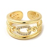 Rack Plating Real 18K Gold Plated Brass Hollow Teardrop Open Cuff Rings RJEW-B048-02G-2
