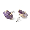 Raw Rough Natural Amethyst Stud Earrings EJEW-R148-01LG-01-3