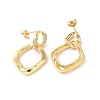 Clear Cubic Zirconia Double Twist Rhombus Dangle Stud Earrings EJEW-G332-04G-2