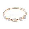 Natural Aquamarine Round Beaded Cuff Bangle BJEW-JB10113-04-1