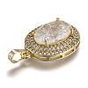 Golden Plated Brass Micro Pave Clear Cubic Zirconia Pendants ZIRC-F123-02D-3
