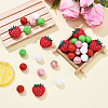 30Pcs Roumd & Strawberry Food Grade Eco-Friendly Silicone Focal Beads SIL-YW0001-69-4