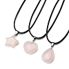DIY Natural Rose Quartz Pendants & Waxed Cord Necklaces Making Kits DIY-FS0008-74-2