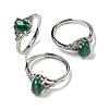 Oval Natural Malachite Adjustable Rings RJEW-Q818-01P-07A-1