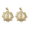 Brass Pave Shell Pendants KK-I708-16A-G-1