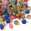 6 Sets 6 Colors  Natural Agate Dyed Connector Charms FIND-TA0002-41-3