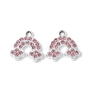 Alloy Pink Rhinestone Pendants PALLOY-E775-15P-1