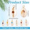 3 Bags 7 Styles Natural Cowrie Shell Copper Wire Wrapped Pendants FIND-ME0002-52-2