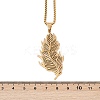 201 Stainless Steel Feather Pendant Necklaces NJEW-K283-12G-3