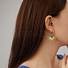 Golden Stainless Steel Fan Dangle Hoop Earrings LS-OV2529-1-2