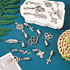 16Pcs 8 Styles Tibetan Style Alloy Cord Ends with Pendants FIND-TA0004-20-5