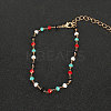 Alloy with Colorful Faceted Resin Handmade Link Chain Anklets for Women FS-WG66C6C-04-1