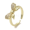 Brass Micro Pave Cubic Zirconia Open Cuff Ring RJEW-K256-58D-G-1