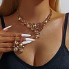 Teardrop Alloy Rhinestone Bib Necklaces & Stud Earring Sets for Women FS-WG2AA93-02-2