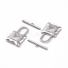 Brass Pave Clear Cubic Zirconia Toggle Clasps KK-E068-VC181-3