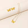 Butterfly Acrylic Rhinestone with Iron Pendant Necklaces & Stud Earrings Sets for Women WGFFCAF-01-2