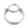 Flat Round Adjustable 925 Sterling Silver Ring Components STER-G042-01P-3