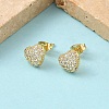 Heart Brass Micro Pave Clear Cubic Zirconia Stud Earrings EJEW-Z144-07G-3