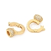 Brass Micro Pave Clear Cubic Zirconia Fold Oval Clasps KK-P302-10G-2