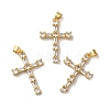 Rack Plating Brass Micro Pave Clear Cubic Zirconia Pendants KK-F853-01G-3