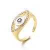 Clear Cubic Zirconia Horse Eye with Enamel Open Cuff Ring KK-H439-57G-1